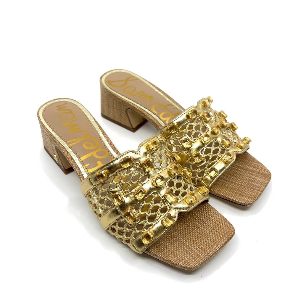 Sam Edelman Webster Heeled Sandal Amber Gold Multi Women's 7.5